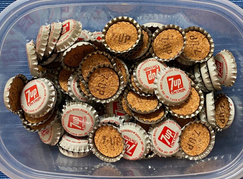 7 UP Cork Lined NOS Soda Bottle Cap Lot of 30 Seven up 7up Advertising Crafts